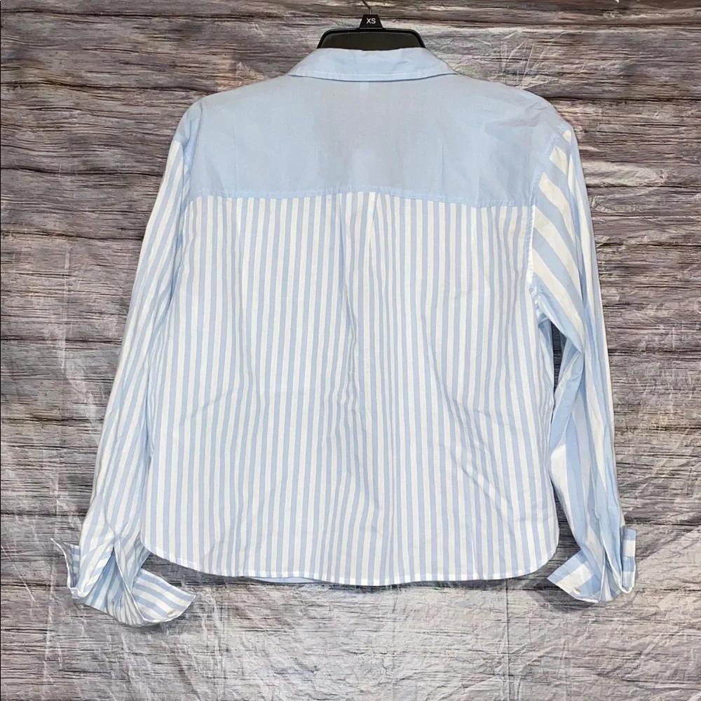Sold* Maurices Blue & White Striped Button Down Cropped Top - Picture 5 of 7